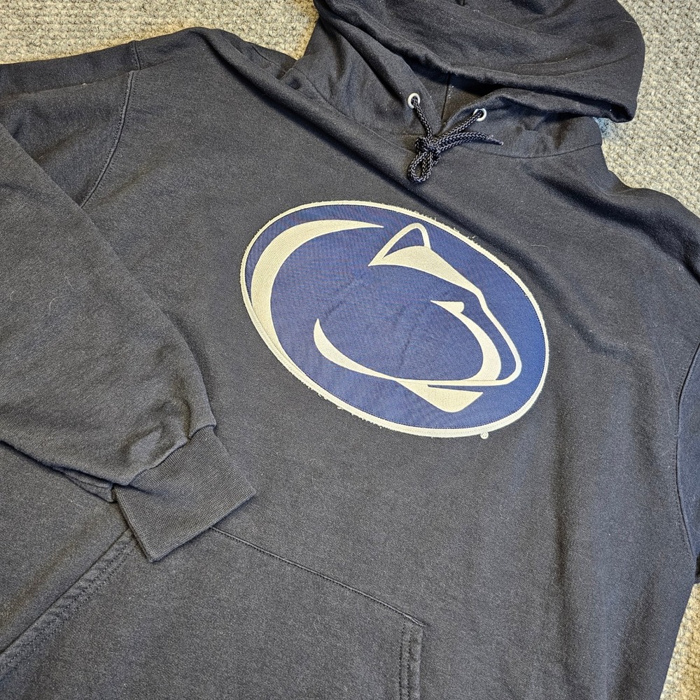 Vintage Champion Penn‎ State Nittany Lions Navy Blue Hoodie Sweatshirt Mens XL